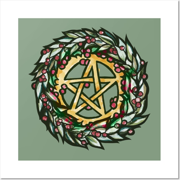 Yuletide Pentacle Wall Art by bubbsnugg